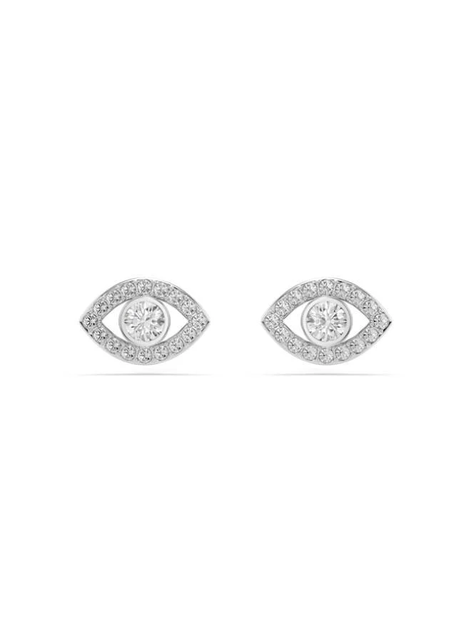 Luckily Crystal Rhodium Plated Figural Eyes Pierced Earrings